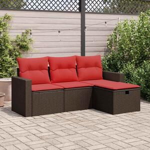 VidaXL 4 részes barna polyrattan kerti ülőgarnitúra párnákkal