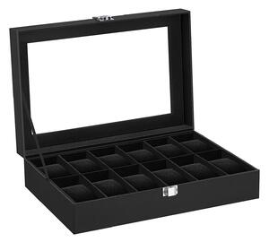Óratároló doboz 12 órához, 32,5 x 8,5 x 19 cm, fekete