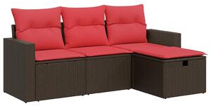 VidaXL 4 részes barna polyrattan kerti ülőgarnitúra párnákkal