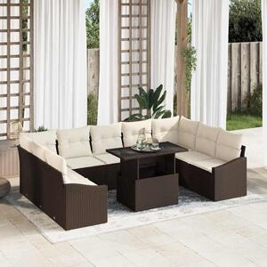 VidaXL Kerti Kanapé Szett 10 pcs Barna és krémszínű 100 x 55 x 73 cm