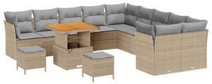 VidaXL Kerti Kanapé Szett 13 pcs Beige és Világosszürke polirattan