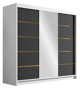 Gardróbszekrény Closico Plenor VI, Laminált forgácslap, 215x200x58cm, Fekete, Fehér