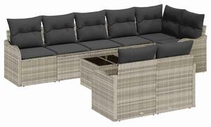 VidaXL Kerti Kanapé Szett párnával 9 pcs Világosszürke Poli rattan