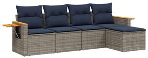 VidaXL 5 részes szürke polyrattan kerti ülőgarnitúra párnával