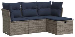 VidaXL 4 részes szürke polyrattan kerti ülőgarnitúra párnákkal