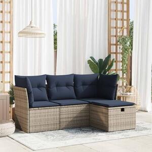 VidaXL 4 részes szürke polyrattan kerti ülőgarnitúra párnákkal