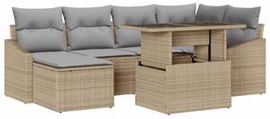 VidaXL Kerti Kanapé Szett párnával 7 pcs Beige és Világosszürke