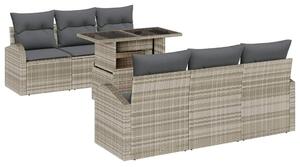 VidaXL Kerti Kanapé Szett párnával 7 pcs Világosszürke Poli rattan