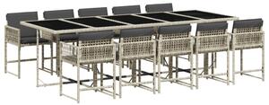 VidaXL 11 részes világosszürke polyrattan kerti ülőgarnitúra párnákkal