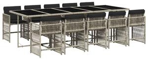 VidaXL 11 részes világosszürke polyrattan kerti ülőgarnitúra párnákkal