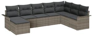 VidaXL Kerti Kanapé Szett párnával tárolóval 8 pcs Szürke Poli rattan