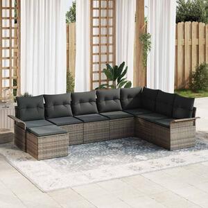 VidaXL Kerti Kanapé Szett párnával tárolóval 8 pcs Szürke Poli rattan