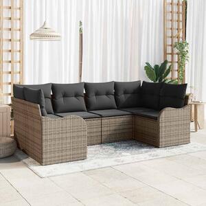 VidaXL Kerti Kanapé Szett tárolóval 6 pcs Szürke Poli rattan