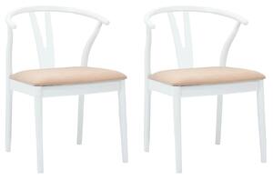 VidaXL Étkezőszék 2 pcs Fehér és barna Tömör Gumi Fa