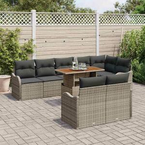 VidaXL Kerti Kanapé Szett tárolóval 9 pcs Szürke Poli rattan