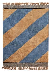 Kék és barna csíkos pamut szőnyeg 140 x 200 cm XULUF