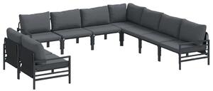VidaXL Kerti Kanapé Szett párnával 9 pcs Fekete Acél
