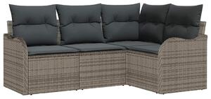 VidaXL Kerti Kanapé Szett tárolóval 4 pcs Szürke polirattan