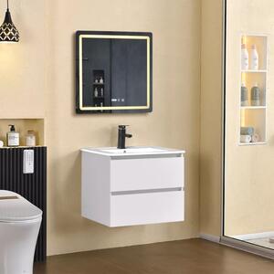 Hongkong White 60 komplett fürdőszoba bútor fali mosdószekrénnyel, kerámia mosdóval és tükörrel