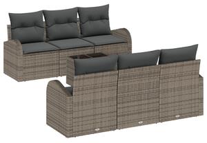 7 részes kerti sofa szett párnákkal, szürke polirattan