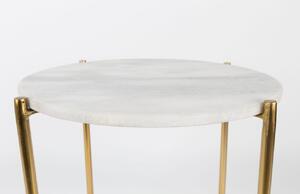 White Label Fehér márvány oldalasztal WLL TIMPA 44,5 cm