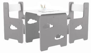 Design gyermekasztal és szék WoodCloud 3 az 1-ben Szín: szürke