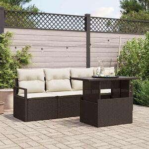 Kerti Kanapé Szett tárolóval 5 pcs Barna Poli rattan