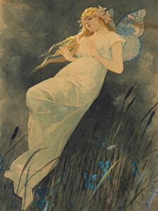 Festmény reprodukció The Elf in the Iris Blossoms (Vintage Art Nouveau) - Alfons Mucha, (30 x 40 cm)