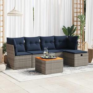 VidaXL 6 részes szürke polyrattan kerti ülőgarnitúra párnákkal