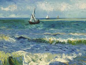 Reprodukció The sea at Saintes-Maries-de-la-Mer (Vintage Seascape with Boats) - Vincent van Gogh, (40 x 30 cm)