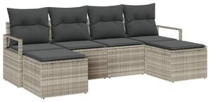 VidaXL Kanapé Szett 6 pcs Világosszürke polirattan