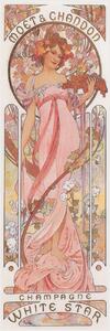 Reprodukció Moët & Chandon White Star Champagne (Beautiful Art Nouveau Lady, Advertisement) - Alfons / Alphonse Mucha, (20 x 60 cm)