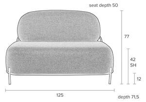 White Label Sárga szövet kétüléses kanapé WLL POLLY 125 cm