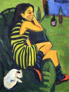 Festmény reprodukció Artiste Marcella (Portrait of a Girl & A Cat) - Ernst Ludwig Kirchner, (30 x 40 cm)