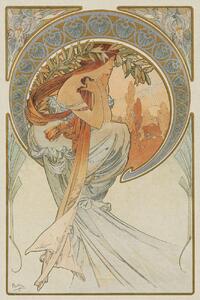 Reprodukció The Arts 4, Heavily Distressed (Beautiful Vintage Art Nouveau Lady) - Alfons / Alphonse Mucha, (26.7 x 40 cm)