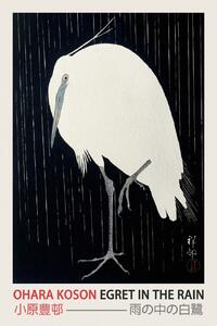Festmény reprodukció Egret in the Rain (Japanese Woodblock Japandi print) - Ohara Koson, (26.7 x 40 cm)