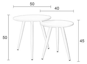 White Label Fehér készlet két oldalsó asztalból WLL DAVEN 40/50 cm
