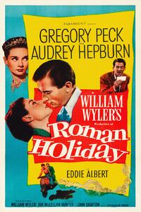 Festmény reprodukció Roman Holiday, Ft. Audrey Hepburn & Gregory Peck (Vintage Cinema / Retro Movie Theatre Poster / Iconic Film Advert), (26.7 x 40 cm)