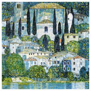 Festmény reprodukció Waterside Church in Cassone (Landscape) - Gustav Klimt, (40 x 40 cm)