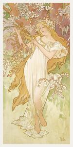 Festmény reprodukció The Seasons: Spring (Art Nouveau Portrait) - Alphonse Mucha, (20 x 40 cm)