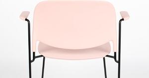 White Label WLL Stacks világos rózsaszín műanyag étkezőszék karfával