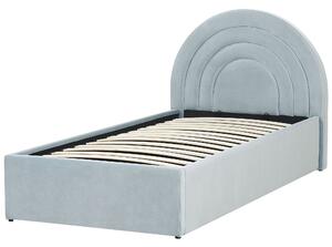 Világoskék bársony ágyneműtartós ágy 90 x 200 cm ANET