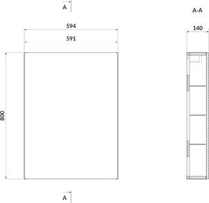 Cersanit Larga szekrény 59.4x14x80 cm oldalt függő szürke S932-006