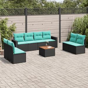 VidaXL 9 részes fekete polyrattan kerti ülőgarnitúra párnával