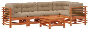 VidaXL Kerti lounge szett 6 pcs Viaszbarna Tömör Fenyőfa
