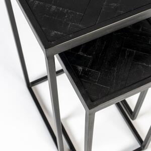 White Label Két fekete teak asztali készlet WLL PARKER 23/30 x 23/30 cm