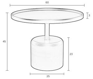 White Label Fekete üveg dohányzóasztal WLL MILO 60 cm