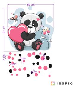 Panda szívecskével - Gyerekszoba falmatrica
