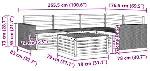 VidaXL Kültéri kanapé szett 5 pcs Természetes 79 x 79 x 37 cm