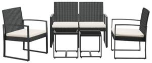 VidaXL 5 részes fekete polyrattan kerti étkezőgarnitúra párnákkal